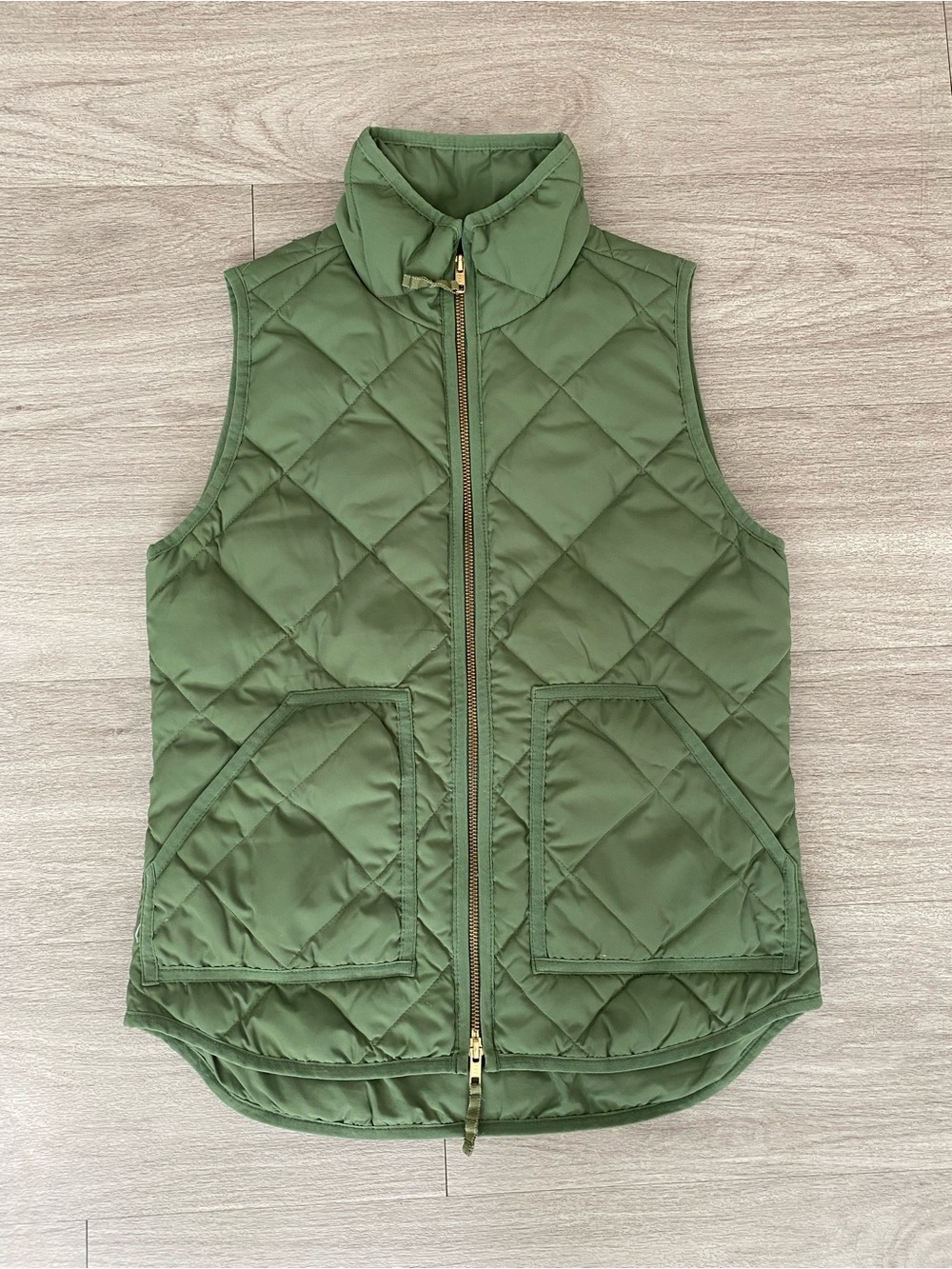 J. Crew Olive Green Quilted Down Puffer Vest Women’s XXS